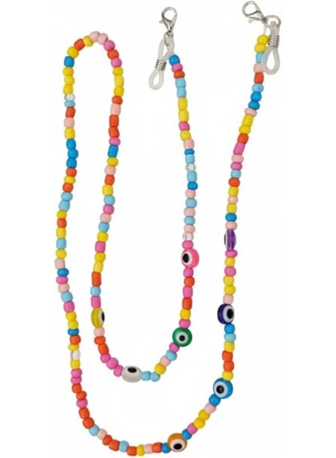 Colorful glasses chain decorated with multi-colored rainbow beads - Image 2